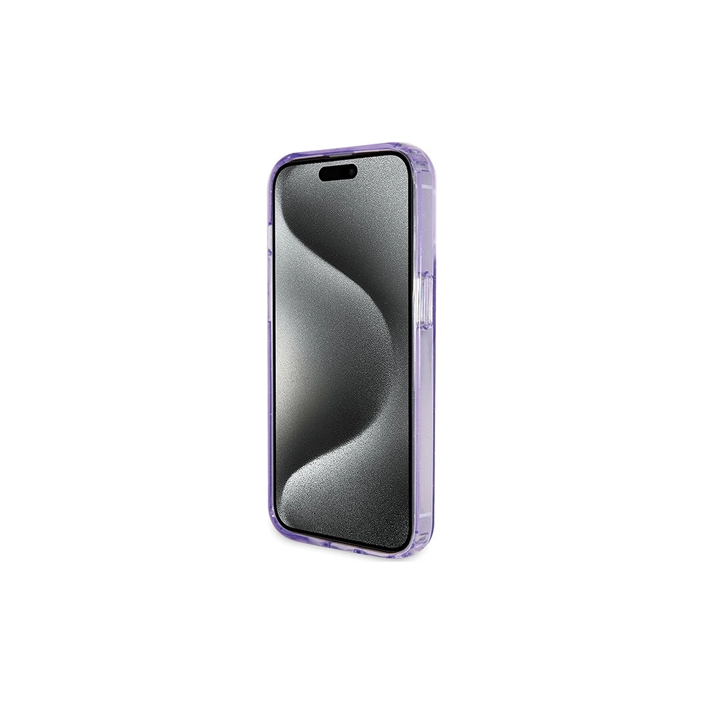 Etui Guess GUHMP15LHRSGSU Apple iPhone 15 Pro hardcase Ring Stand Script Glitter MagSafe fioletowy/purple