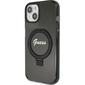 Kup Etui Guess GUHMP15MHRSGSK Apple iPhone 15 Plus / 14 Plus hardcase Ring Stand Script Glitter MagSafe czarny/black - GUE3039 - {ean13} - Sklep Home Screen