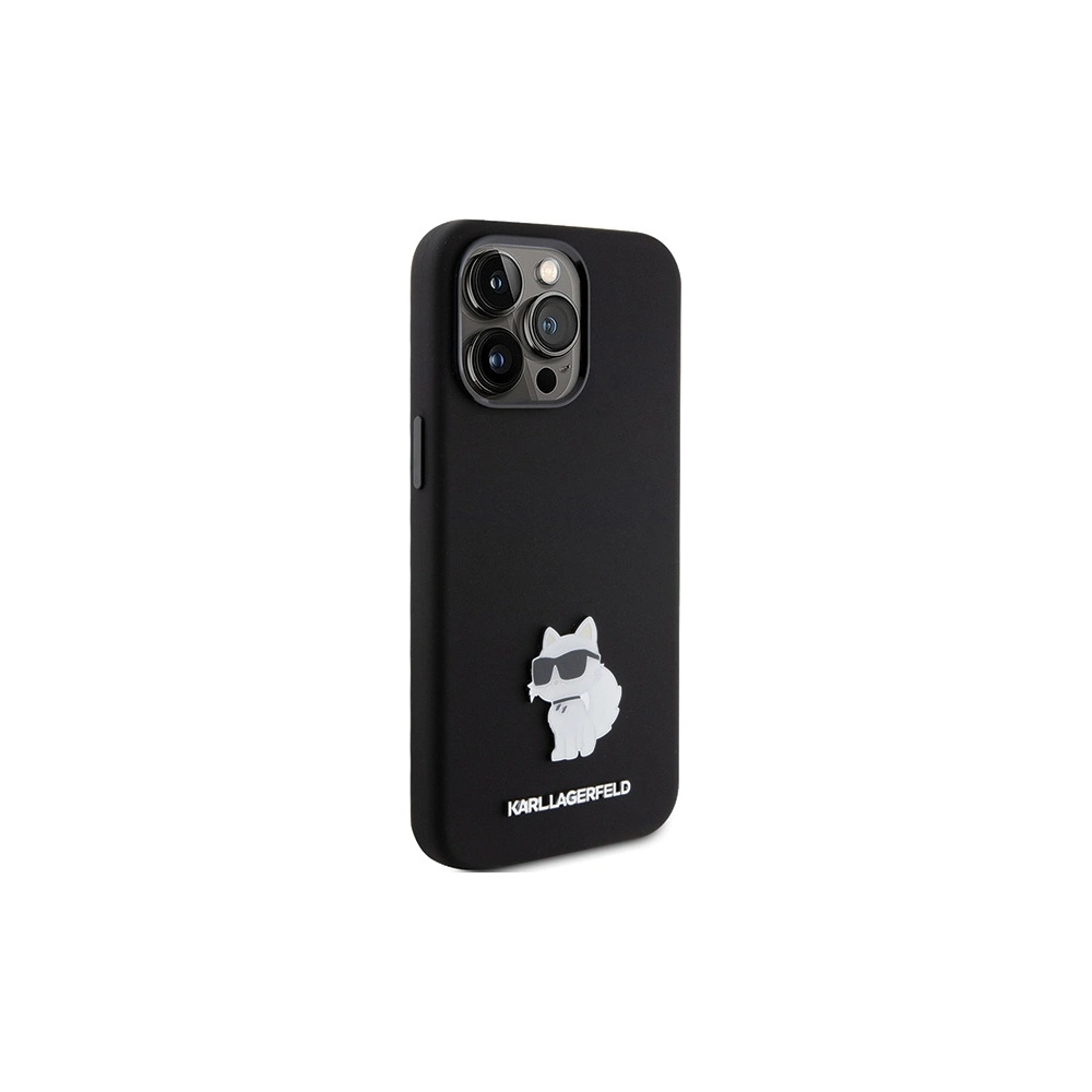Etui Karl Lagerfeld KLHCP15XSMHCNPK Apple iPhone 15 Pro Max Silicone Choupette Metal Pin czarny/black