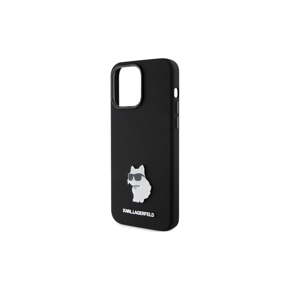 Etui Karl Lagerfeld KLHCP15XSMHCNPK Apple iPhone 15 Pro Max Silicone Choupette Metal Pin czarny/black