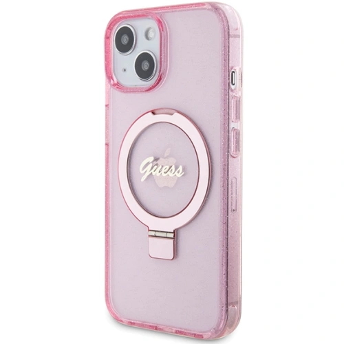 Kup Guess Apple Carcasă GUHMP15MHRSGSP iPhone 15 Plus / 14 Plus hardcase Ring Stand Script Glitter MagSafe roz/roz - GUE3040 - {ean13} - Sklep Home Screen