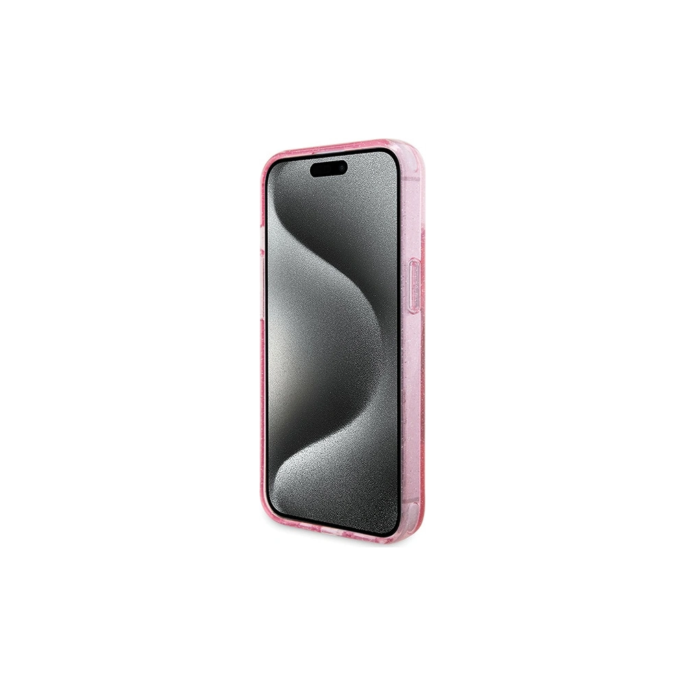 Etui Guess GUHMP15MHRSGSP Apple iPhone 15 Plus / 14 Plus hardcase Ring Stand Script Glitter MagSafe różowy/pink