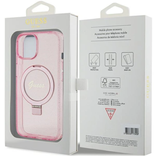 Kup Etui Guess GUHMP15MHRSGSP Apple iPhone 15 Plus / 14 Plus hardcase Ring Stand Script Glitter MagSafe różowy/pink - GUE3040 - {ean13} - Sklep Home Screen
