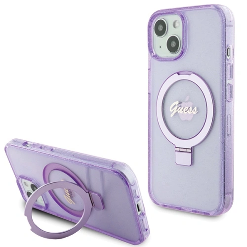 Kup Guess Apple Carcasă GUHMP15MHRSGSU iPhone 15 Plus / 14 Plus hardcase Ring Stand Script Glitter MagSafe violet/violet - GUE3041 - {ean13} - Sklep Home Screen