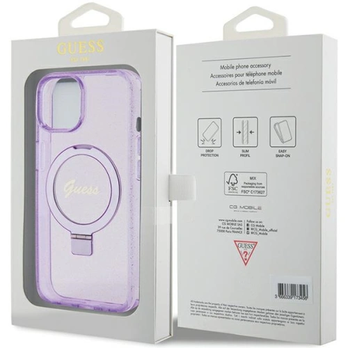 Kup Etui Guess GUHMP15MHRSGSU Apple iPhone 15 Plus / 14 Plus hardcase Ring Stand Script Glitter MagSafe fioletowy/purple - GUE3041 - {ean13} - Sklep Home Screen