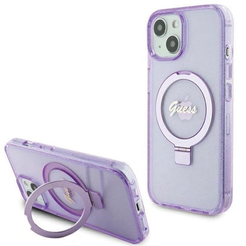 Kup Guess Apple Carcasă GUHMP15SHRSGSU iPhone 15 hardcase Ring Stand Script Glitter MagSafe violet/violet - GUE3044 - {ean13} - Sklep Home Screen