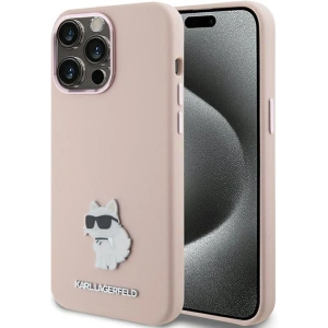 Buy Karl Lagerfeld KLHCP15XSMHCNPP Apple iPhone 15 Pro Max Silicone Choupette Metal Pin pink - KLD1821 - {ean13} - Home Screen Store Europe