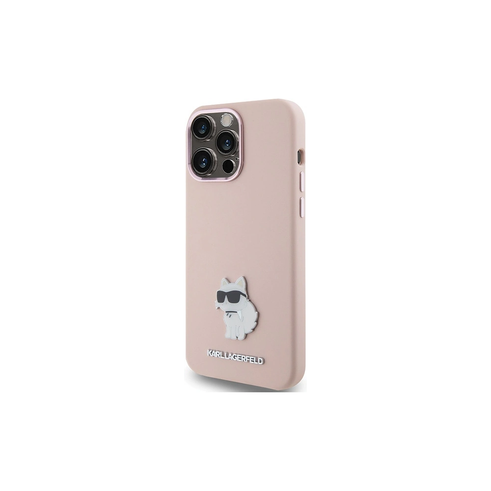 Etui Karl Lagerfeld KLHCP15XSMHCNPP Apple iPhone 15 Pro Max Silicone Choupette Metal Pin różowy/pink