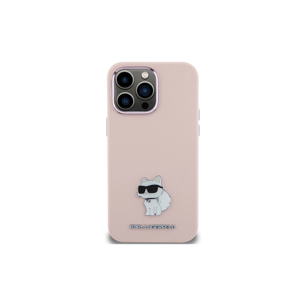 Etui Karl Lagerfeld KLHCP15XSMHCNPP Apple iPhone 15 Pro Max Silicone Choupette Metal Pin różowy/pink