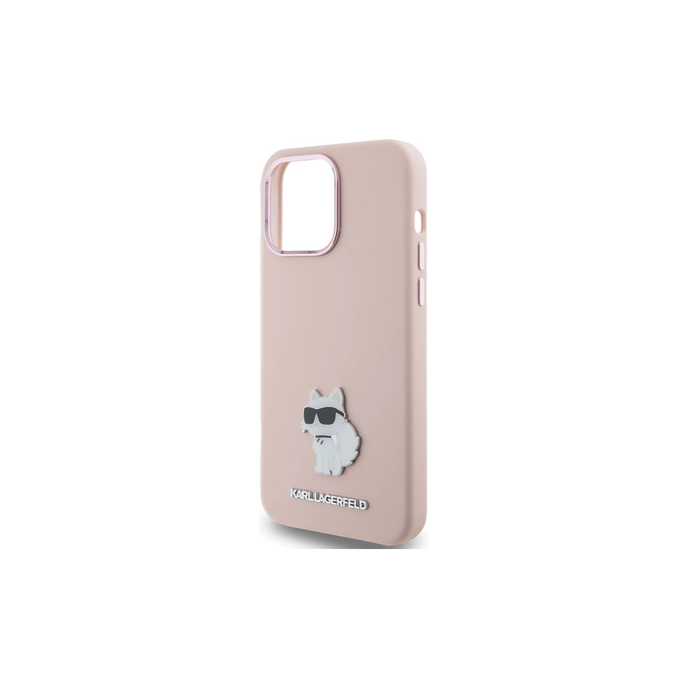 Etui Karl Lagerfeld KLHCP15XSMHCNPP Apple iPhone 15 Pro Max Silicone Choupette Metal Pin różowy/pink