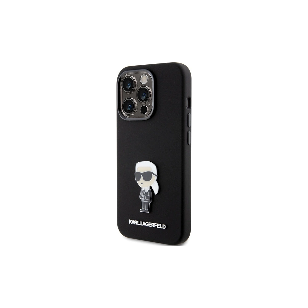 Etui Karl Lagerfeld KLHCP15XSMHKNPK Apple iPhone 15 Pro Max Silicone Ikonik Metal Pin czarny/black
