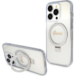 Buy Guess GUHMP15XHRSGSD Apple iPhone 15 Pro Max hardcase Ring Stand Script Glitter MagSafe transparent - GUE3048 - {ean13} - Home Screen Store Europe