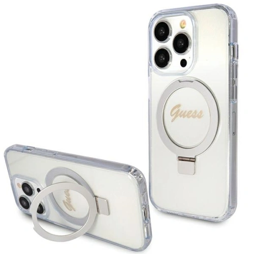 Kup Case Guess GUHMP15XHRSGSD Apple iPhone 15 Pro Max Hardcase Ring Stand Script Glitter MagSafe transparent - GUE3048 - {ean13} - Sklep Home Screen
