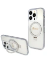 Etui Guess GUHMP15XHRSGSD Apple iPhone 15 Pro Max hardcase Ring Stand Script Glitter MagSafe průhledný/transparentní