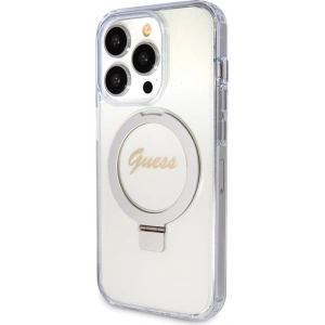 Buy Guess GUHMP15XHRSGSD Apple iPhone 15 Pro Max hardcase Ring Stand Script Glitter MagSafe transparent - GUE3048 - {ean13} - Home Screen Store Europe