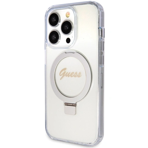 Kup Guess Apple Carcasă GUHMP15XHRSGSD iPhone 15 Pro Max hardcase Ring Stand Script Glitter MagSafe transparent/transparent - GUE3048 - {ean13} - Sklep Home Screen