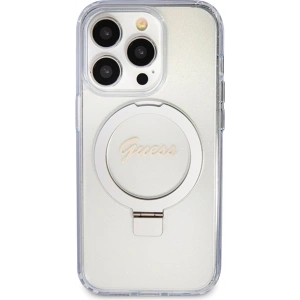 Buy Guess GUHMP15XHRSGSD Apple iPhone 15 Pro Max hardcase Ring Stand Script Glitter MagSafe transparent - GUE3048 - {ean13} - Home Screen Store Europe