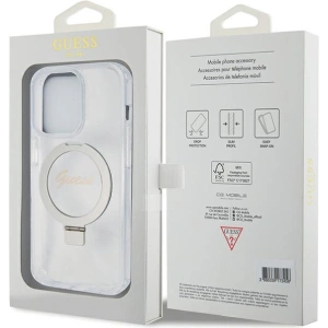 Buy Guess GUHMP15XHRSGSD Apple iPhone 15 Pro Max hardcase Ring Stand Script Glitter MagSafe transparent - GUE3048 - {ean13} - Home Screen Store Europe