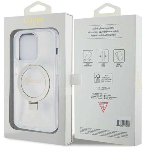 Kup Guess Apple Carcasă GUHMP15XHRSGSD iPhone 15 Pro Max hardcase Ring Stand Script Glitter MagSafe transparent/transparent - GUE3048 - {ean13} - Sklep Home Screen