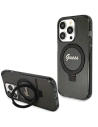 Case Guess GUHMP15XHRSGSK Apple iPhone 15 Pro Max Hardcase Ring Stand Script Glitter MagSafe schwarz/black