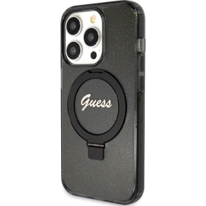 Kup Case Guess GUHMP15XHRSGSK Apple iPhone 15 Pro Max Hardcase Ring Stand Script Glitter MagSafe schwarz/black - GUE3049 - {ean13} - Sklep Home Screen