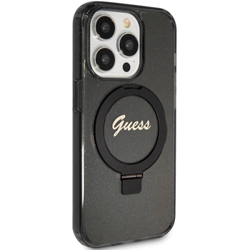 Kup Case Guess GUHMP15XHRSGSK Apple iPhone 15 Pro Max Hardcase Ring Stand Script Glitter MagSafe schwarz/black - GUE3049 - {ean13} - Sklep Home Screen