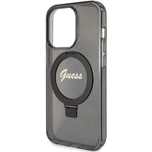 Kup Case Guess GUHMP15XHRSGSK Apple iPhone 15 Pro Max Hardcase Ring Stand Script Glitter MagSafe schwarz/black - GUE3049 - {ean13} - Sklep Home Screen
