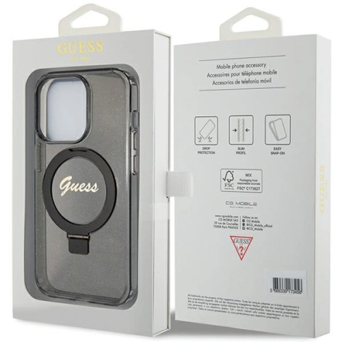 Kup Etui Guess GUHMP15XHRSGSK Apple iPhone 15 Pro Max hardcase Ring Stand Script Glitter MagSafe černý/black - GUE3049 - {ean13} - Sklep Home Screen