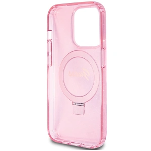 Buy Guess GUHMP15XHRSGSP Apple iPhone 15 Pro Max hardcase Ring Stand Script Glitter MagSafe pink - GUE3050 - {ean13} - Home Screen Store Europe