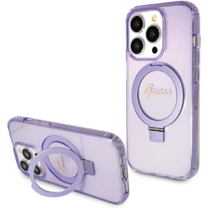 Kup Etui Guess GUHMP15XHRSGSU Apple iPhone 15 Pro Max hardcase Ring Stand Script Glitter MagSafe fioletowy/purple - GUE3051 - {ean13} - Sklep Home Screen
