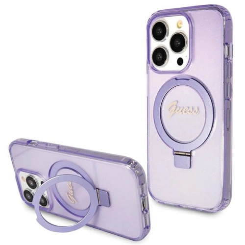 Kup Etui Guess GUHMP15XHRSGSU Apple iPhone 15 Pro Max hardcase Ring Stand Script Glitter MagSafe fialové/purple - GUE3051 - {ean13} - Sklep Home Screen