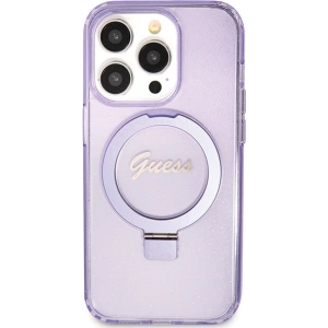 Kup Etui Guess GUHMP15XHRSGSU Apple iPhone 15 Pro Max hardcase Ring Stand Script Glitter MagSafe fioletowy/purple - GUE3051 - {ean13} - Sklep Home Screen