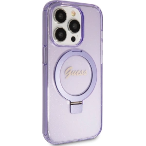 Kup Etui Guess GUHMP15XHRSGSU Apple iPhone 15 Pro Max hardcase Ring Stand Script Glitter MagSafe fioletowy/purple - GUE3051 - {ean13} - Sklep Home Screen