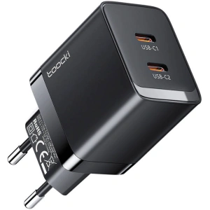 Buy Toocki TCTCC-SCD02 network charger 2xUSB-C, GaN, 40W (black) - TCK92 - {ean13} - Home Screen Store Europe