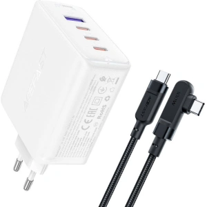 Kup Ładowarka sieciowa Acefast A37 USB-A, 3xUSB-C, PD, GaN, 100W (biały) + kabel kątowy USB-C / USB-C 2m - ACE5 - {ean13} - Sklep Home Screen