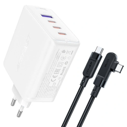 Kup Acefast A37 USB-A, 3xUSB-C, PD, GaN, 100W încărcător de rețea (alb) + cablu USB-C / USB-C unghi 2m - ACE5 - {ean13} - Sklep Home Screen