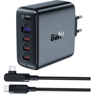 Kup Ładowarka sieciowa Acefast A37 USB-A, 3xUSB-C, PD, GaN, 100W (czarny) + kabel kątowy USB-C / USB-C 2m - ACE6 - {ean13} - Sklep Home Screen