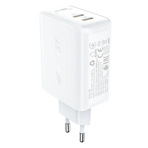 Buy Acefast A29 network charger 2xUSB-C PD, GaN, 50W (white) - ACE8 - {ean13} - Home Screen Store Europe