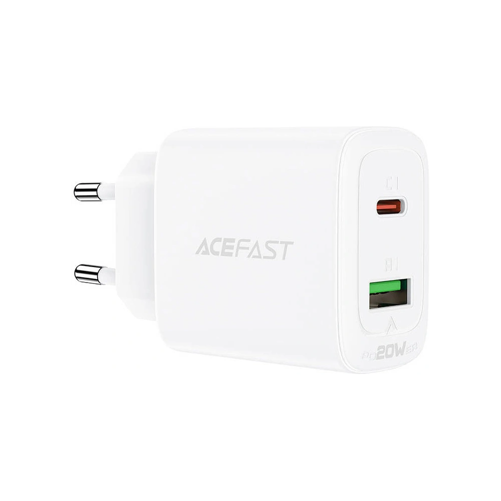 Ładowarka sieciowa Acefast A25 USB-A, USB-C, PD 20W (biała)