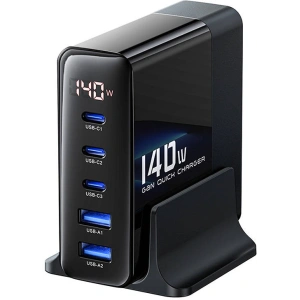 Buy Toocki TCTZ M-YLC01 network charger 3xUSB-C / 2xUSB-A, GaN, 140W (black) - TCK94 - {ean13} - Home Screen Store Europe