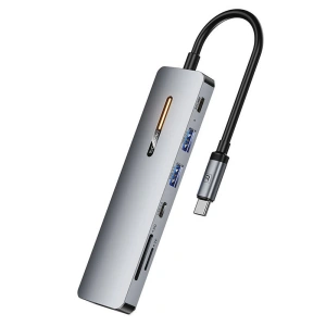 Buy Toocki THB7-JSB03 docking station 7-in-1 USB-C / 2xUSB-A 3.0, USB-C 3.0 5GBPS, USB-C PD 100W, HDMI 4K 30HZ, SD/TF (grey) - TCK108 - {ean13} - Home Screen Store Europe