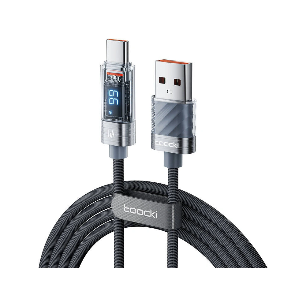 Kabel Toocki TXCTZX0G USB-A / USB-C, 1m, 66W (szary)