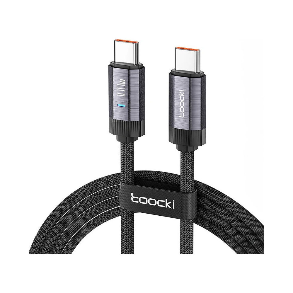 Kabel Toocki TXCTT1-FZA0G USB-C / USB-C, 1m, PD, 100W (szary)