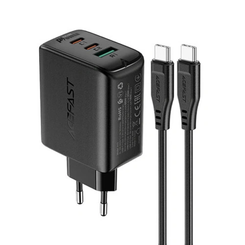 Buy Acefast A13 network charger USB-A, 2xUSB-C, PD 65W + cable USB-C / USB-C (black) - ACE11 - {ean13} - Home Screen Store Europe