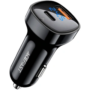 Buy Acefast B4 car charger USB-A, USB-C, 66W with display (black) - ACE17 - {ean13} - Home Screen Store Europe