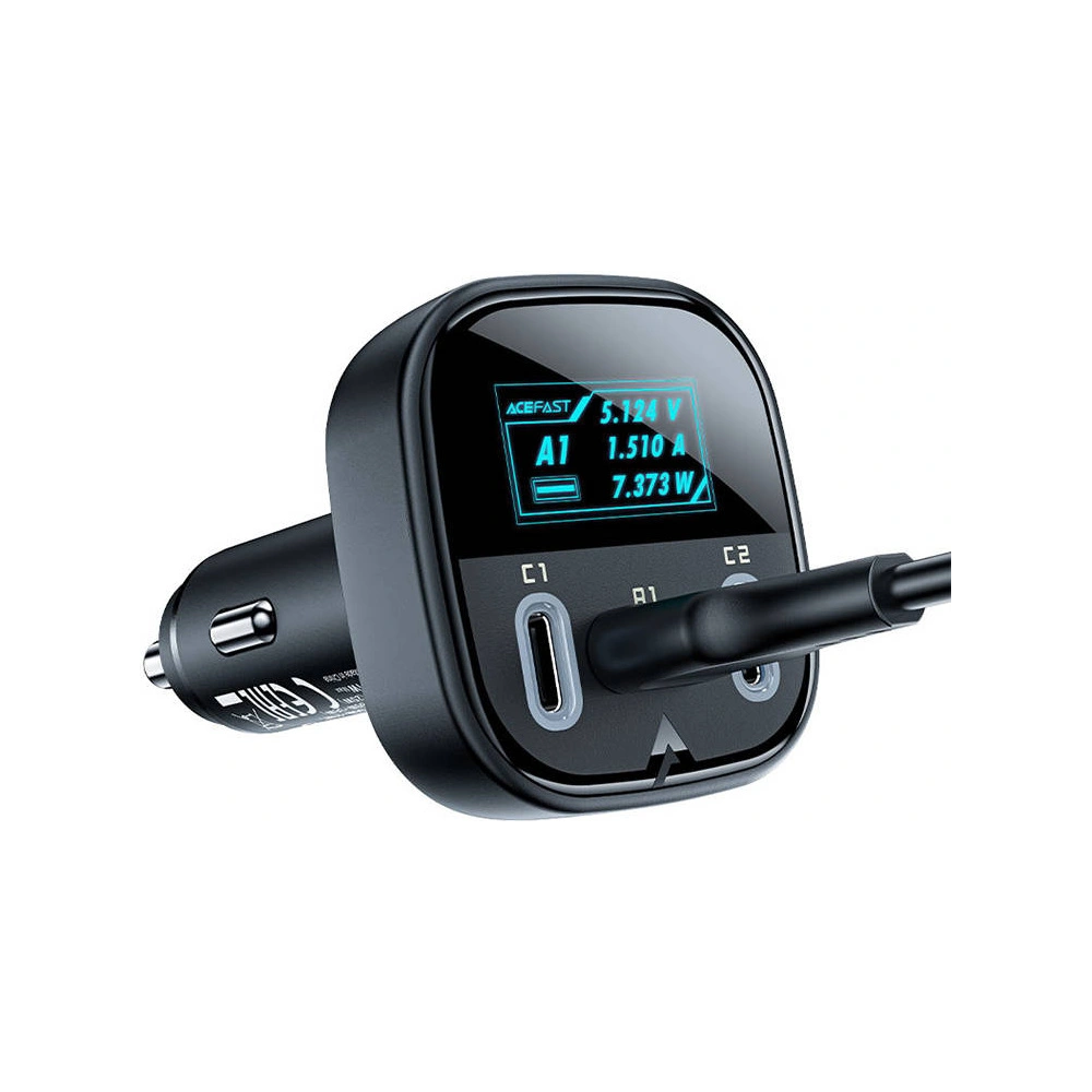 Ładowarka samochodowa Acefast B5 USB-A, 2xUSB-C, 101W z wyświetlaczem (czarna)