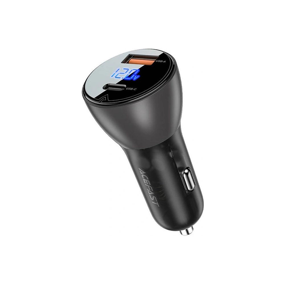 Ładowarka samochodowa Acefast B6 USB-A, USB-C, 63W z wyświetlaczem (czarny)