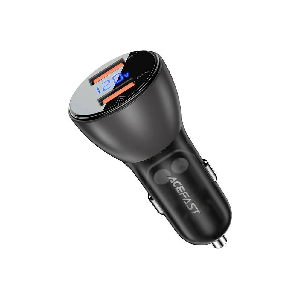 Ładowarka samochodowa Acefast B7 2xUSB-A, 45W z wyświetlaczem (czarny)