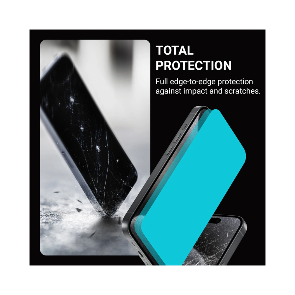 Szkło hartowane Crong Anti-Bacterial 3D Armour Glass Apple iPhone 15 Pro Max + ramka instalacyjna