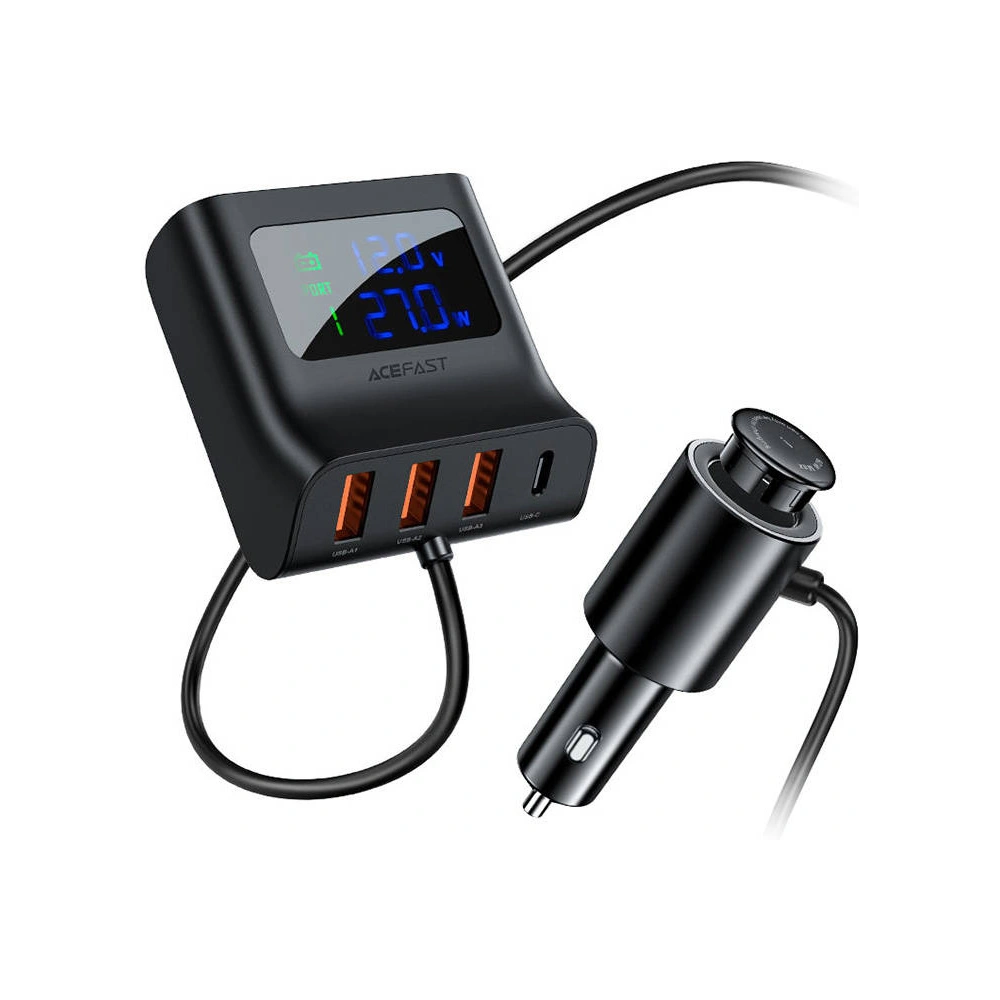 Ładowarka samochodowa Acefast B8 3x USB-A, USB-C, 90W (czarny)